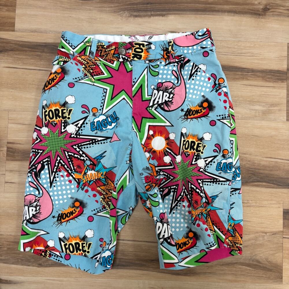 Royal & Awesome Shorts Mens 26 Blue Golf All Over Print 9"